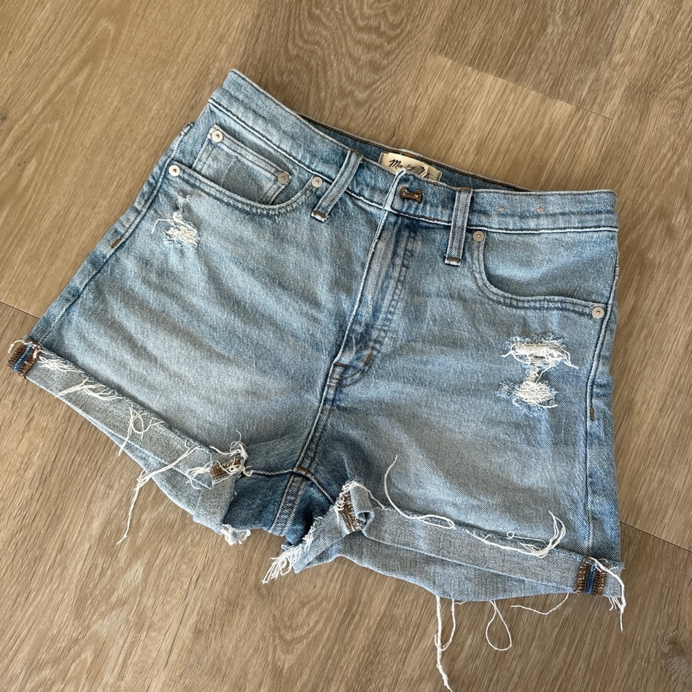 Madewell Light Blue Distressed Jean Shorts